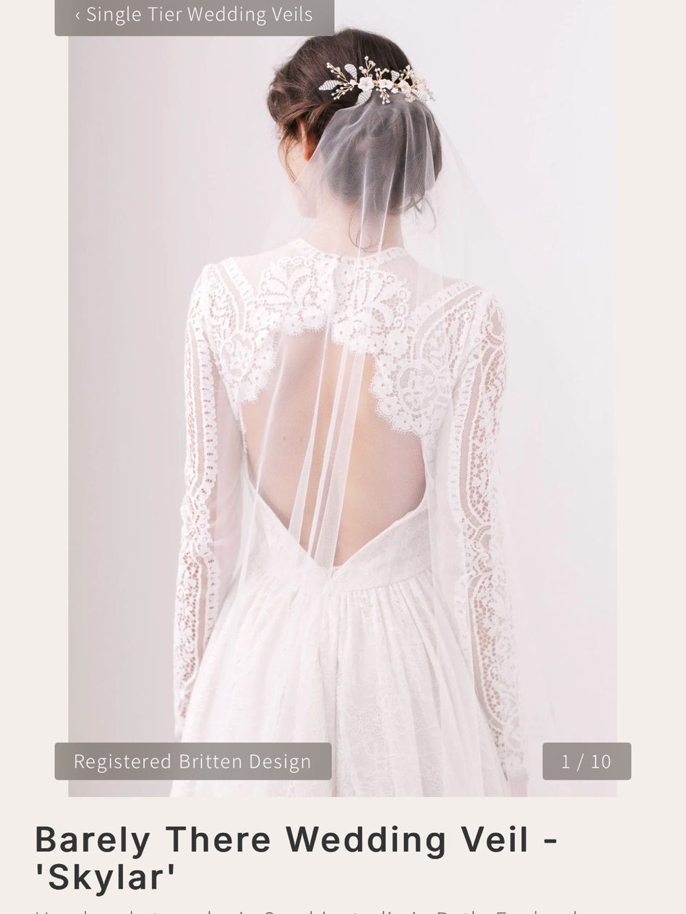 Single-Tier Bridal Veil in White